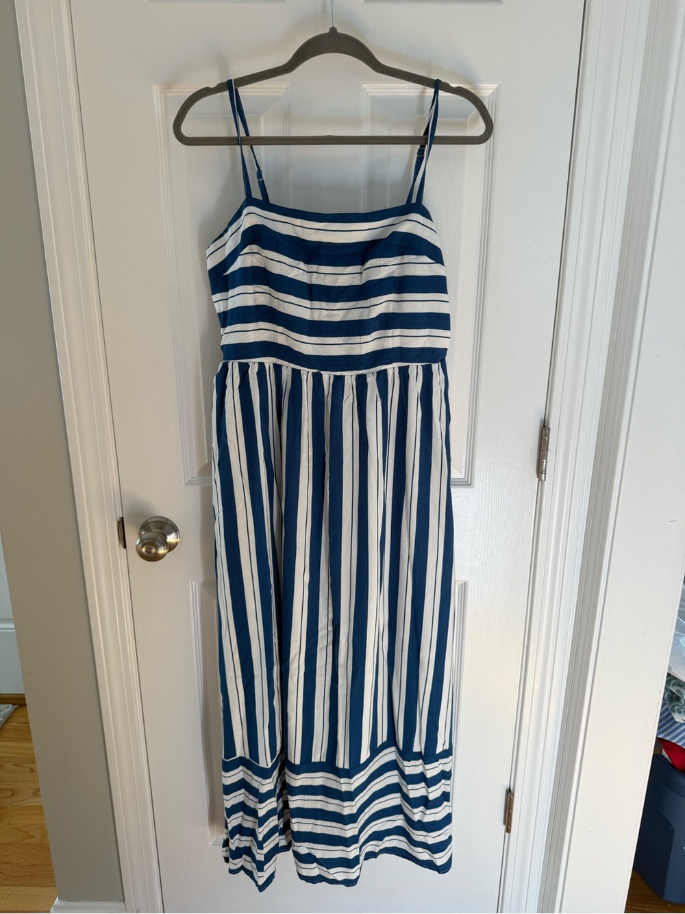 Womens Blue and White Striped Sundress - Lightweight Spaghetti Strap Dress
